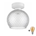 BRILAGI - Plafonnier LED RETRO GLASS 1xE27/60W/230V Ø 18 cm blanc/gris fumé