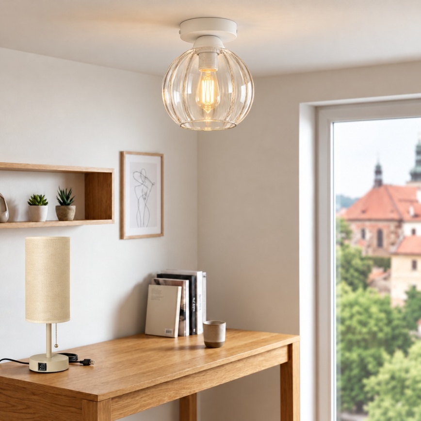 BRILAGI - Plafonnier LED RETRO GLASS 1xE27/60W/230V Ø 18 cm blanc/transparent