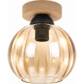 BRILAGI - Plafonnier LED RETRO GLASS 1xE27/60W/230V, Ø 18 cm, chêne / beige fumé