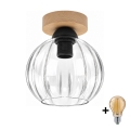 BRILAGI - Plafonnier LED RETRO GLASS 1xE27/60W/230V Ø 18 cm chêne/transparent