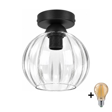 BRILAGI - Plafonnier LED RETRO GLASS 1xE27/60W/230V Ø 18 cm noir/transparent