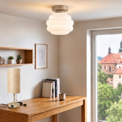 BRILAGI - plafonnier LED RETRO GLASS 1xE27/60W/230V Ø 20 cm beige/blanc