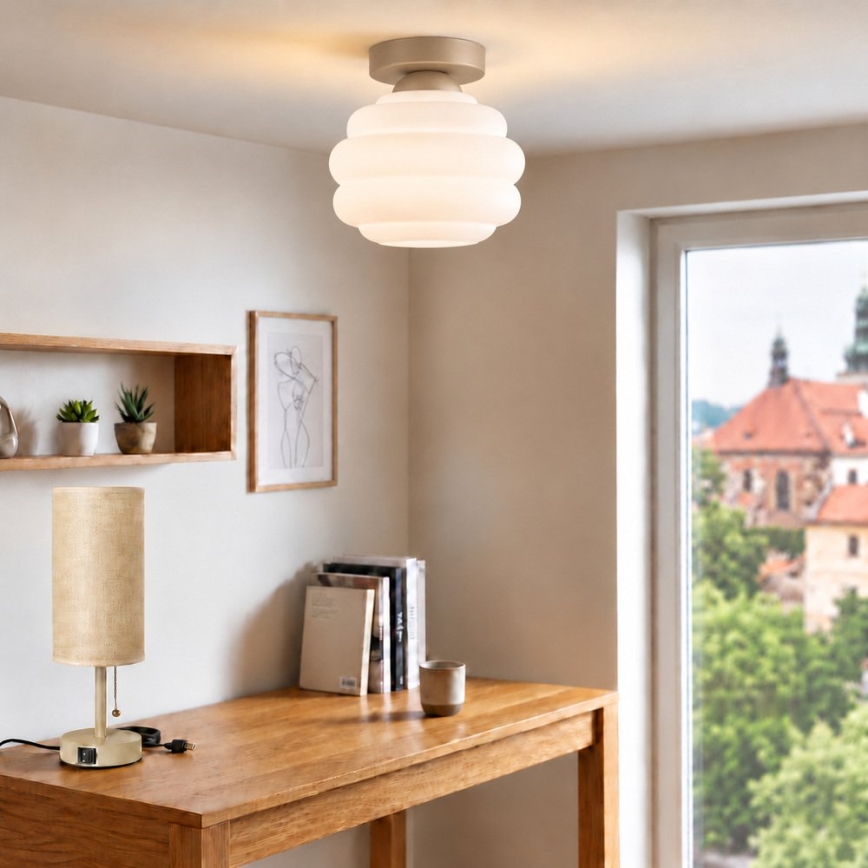 BRILAGI - plafonnier LED RETRO GLASS 1xE27/60W/230V Ø 20 cm beige/blanc
