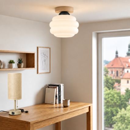 BRILAGI - Plafonnier LED RETRO GLASS 1xE27/60W/230V Ø 20 cm chêne/blanc
