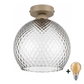 BRILAGI - Plafonnier LED RETRO GLASS 1xE27/60W/230V Ø 25 cm beige/gris fumé