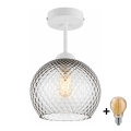 BRILAGI - Plafonnier LED RETRO GLASS 1xE27/60W/230V Ø 25 cm blanc/gris fumé