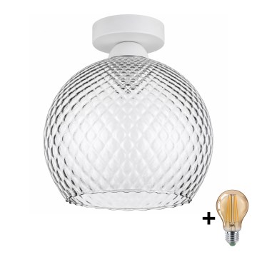 BRILAGI - Plafonnier LED RETRO GLASS 1xE27/60W/230V Ø 25 cm blanc/gris fumé