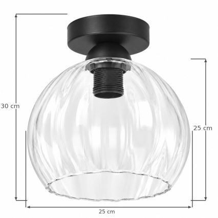 BRILAGI - Plafonnier LED RETRO GLASS 1xE27/60W/230V Ø 25 cm noir/transparent