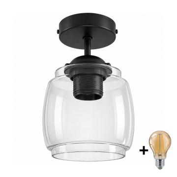 BRILAGI - Plafonnier LED RETRO GLASS 1xE27/60W/230V Ø 26 cm noir/gris fumé