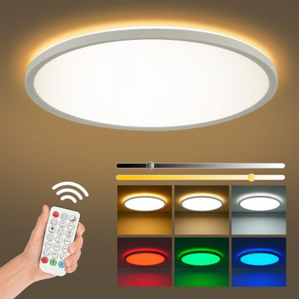 Brilagi - Plafonnier LED RGBW dimmable ULTRA SLIM LED/18 W/230 V 2700–6500 K Ø 30 cm blanc + télécommande