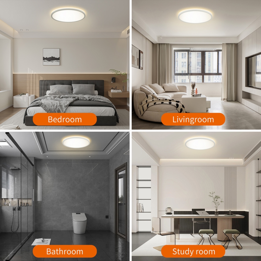 Brilagi - Plafonnier LED RGBW dimmable ULTRA SLIM LED/18 W/230 V 2700–6500 K Ø 30 cm blanc + télécommande