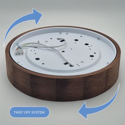 Brilagi - Plafonnier LED RGBW dimmable CARVALHO 2xE27/15W/230V 2700-6500K Wi-Fi chêne Ø 37,5 cm