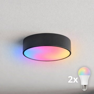 Brilagi - Plafonnier LED RGBW dimmable CLARE 2xE27/9W/230V 2700–6500K Ø 30 cm Wi‑Fi noir