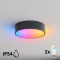 BRILAGI - Plafonnier LED RGBW dimmable pour salle de bains CLARE 2xE27/12W/230V Ø 30 cm anthracite IP54