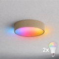 Brilagi - Plafonnier LED RGBW dimmable pour salle de bains CLARE 2xE27/9W/230V 2700-6500K diam. 30 cm IP54 Wi-Fi beige