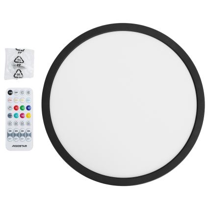 Brilagi - Plafonnier LED RGBW dimmable VIBE, 24 W, 230 V, 3000–6500 K, Ø 29 cm, noir + télécommande