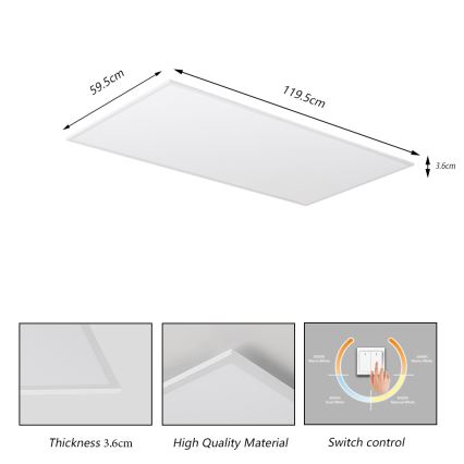Brilagi - Plafonnier LED SLIMFRAME LED/80W/230V 120x60 cm 3000/4000/6000K blanc