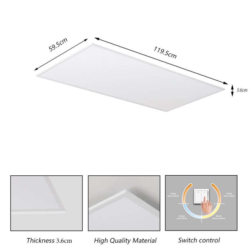 Brilagi - Plafonnier LED SLIMFRAME LED/80W/230V 120x60 cm 3000/4000/6000K blanc