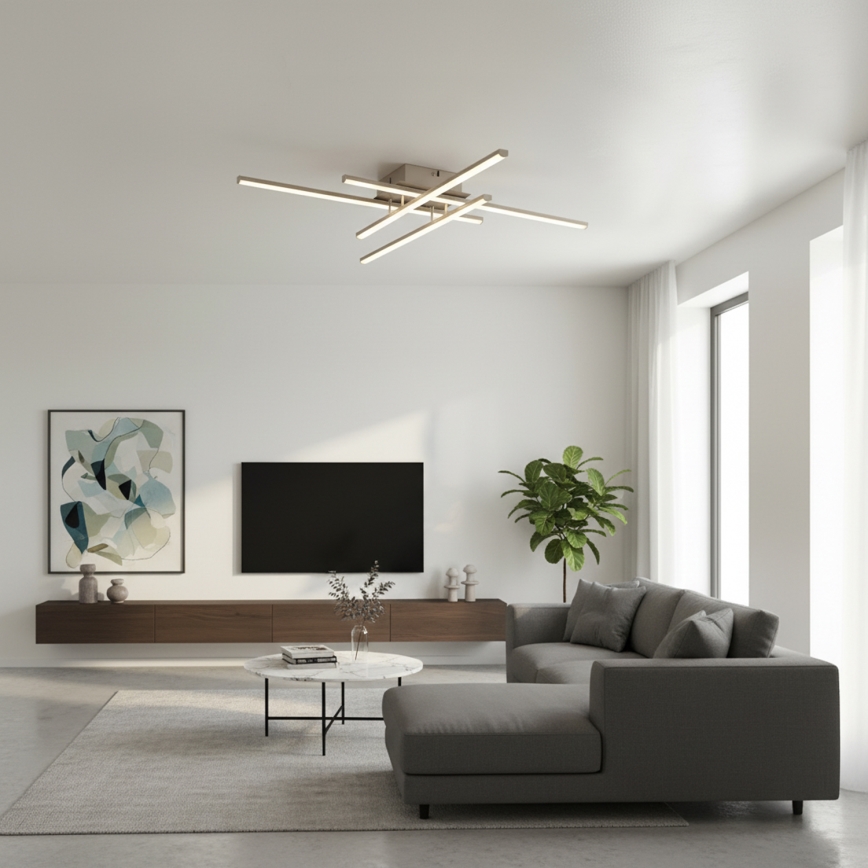 Brilagi - Plafonnier STRIPES LED/37W/230V 68x68 cm argenté