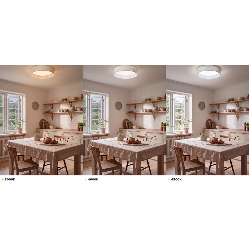 Brilagi - Plafonnier LED VELVET VARI, 24 W, 230 V, 3000/4000/6500 K, Ø 45 cm, blanc