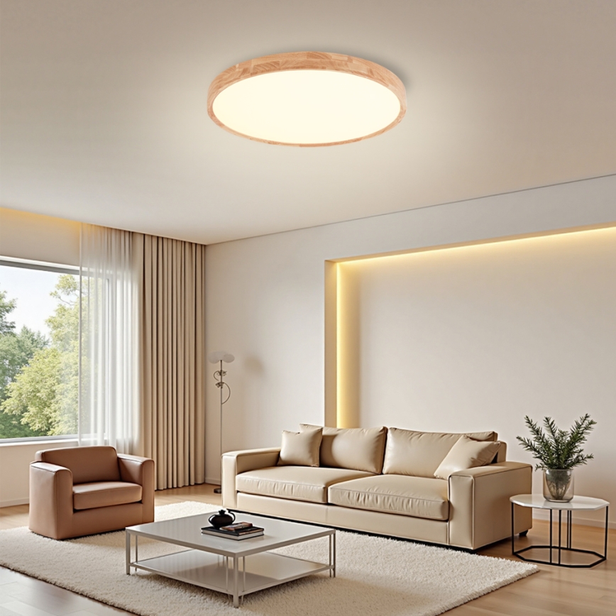 Brilagi - plafonnier LED WOODROUND LED/40W/230V 3000/4000/6000K Ø 60 cm bois CRI 90