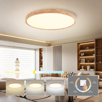 Brilagi - plafonnier LED WOODROUND LED/40W/230V 3000/4000/6000K Ø 60 cm bois CRI 90