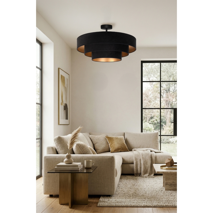 Brilagi - Plafonnier LUNETA 3xE27/60W/230V Ø 80 cm noir/doré