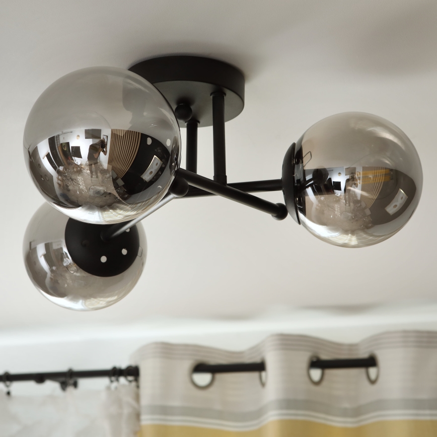 Brilagi - Plafonnier MALIVA 3xE14/15W/230V noir/fumé