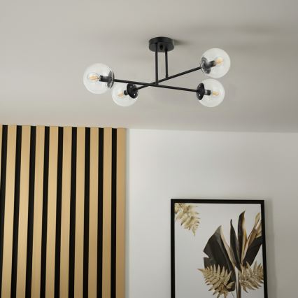 Brilagi - Plafonnier MALIVA 4xE14/15W/230V noir/transparent