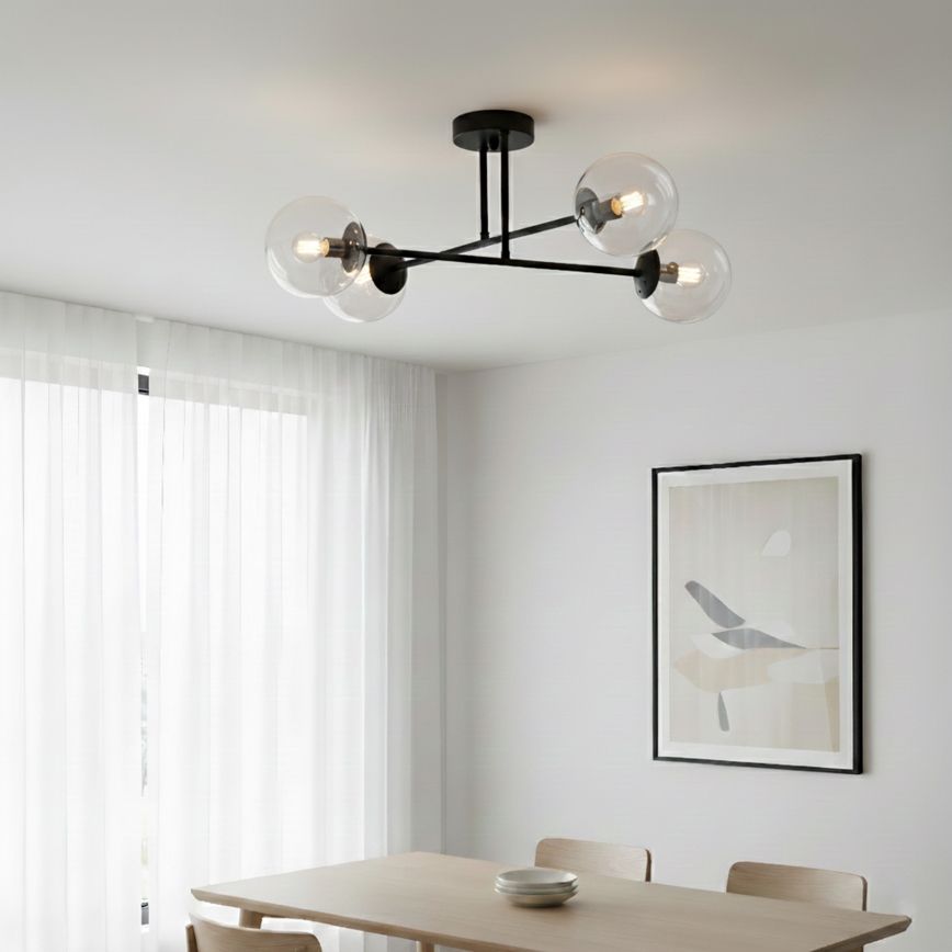 Brilagi - Plafonnier MALIVA 4xE14/15W/230V noir/transparent