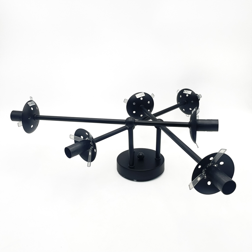 Brilagi - Plafonnier MALIVA 6xE14/15W/230V noir/verre fumé