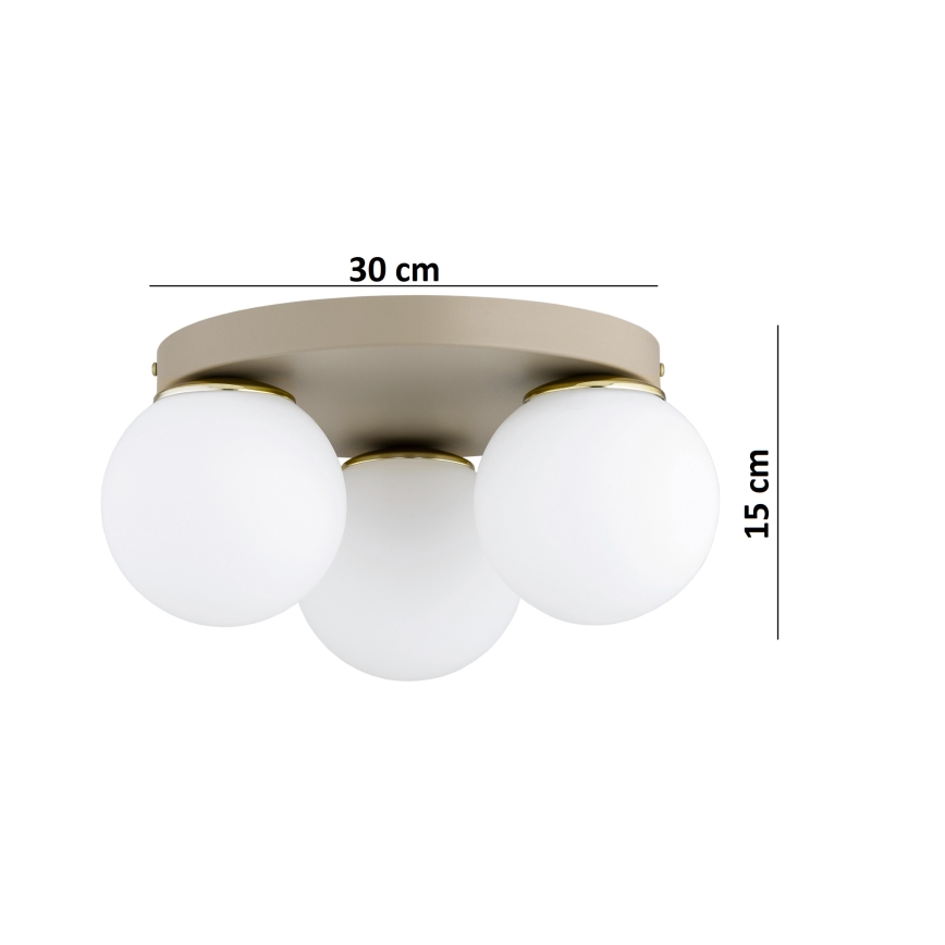 Brilagi - Plafonnier MILO ECRU 3 x E27 / 60 W / 230 V Ø 35 cm beige/doré