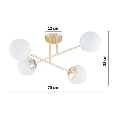 Brilagi - Plafonnier MILO en surface 4xE27/60W/230V, doré