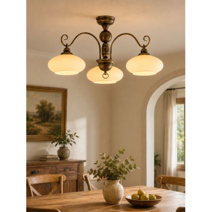 Brilagi - Plafonnier MOLLERO 3xE27/15W/230V Ø 84 cm bronze/patine