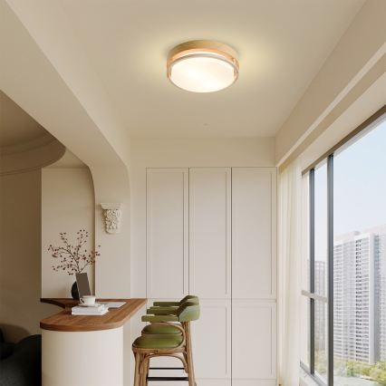 Brilagi - Plafonnier ORINO 2xE27/40W/230V diam. 27 cm décor bois/chêne