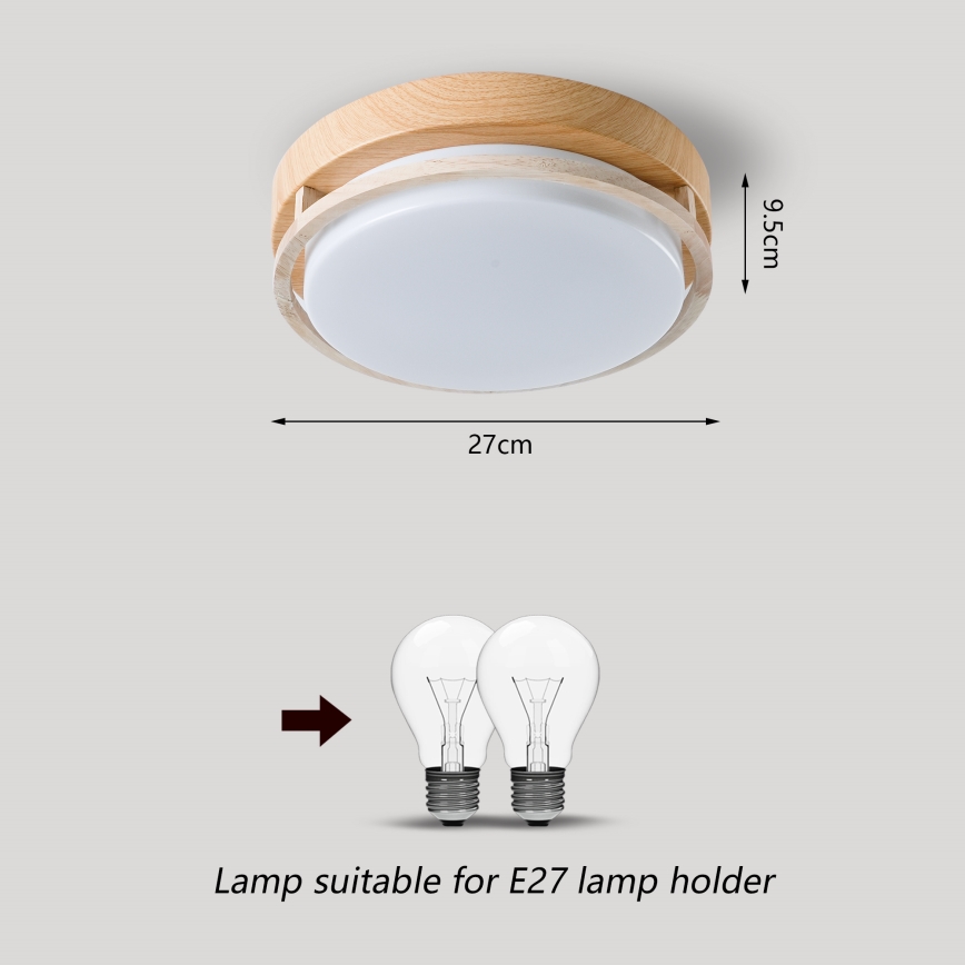 Brilagi - Plafonnier ORINO 2xE27/40W/230V diam. 27 cm décor bois/chêne