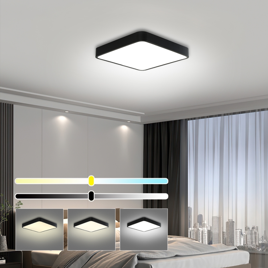 Brilagi - Plafonnier POOL LED/36W/230V 3000/4500/6000K 40x40 cm noir