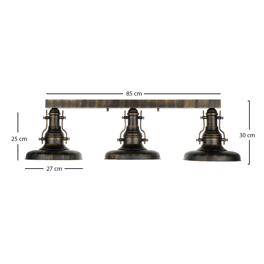 Brilagi - Plafonnier PYRONIC 3xE27/40W/230V bronze/patine