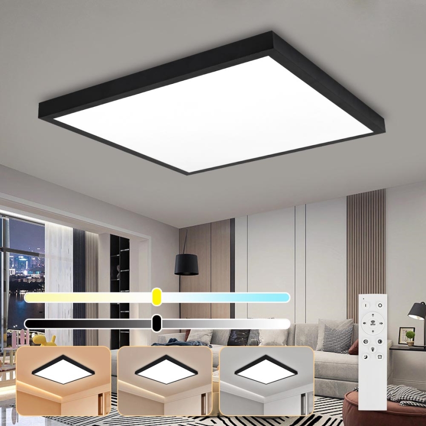 Brilagi - Plafonnier salle de bain à intensité variable FRAME SMART LED/50W/230V 60x60 cm 3000-6000K IP44 noir + télécommande