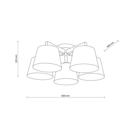 Brilagi - Plafonnier semi-encastré LATTE 5xE27/60W/230V pin/blanc