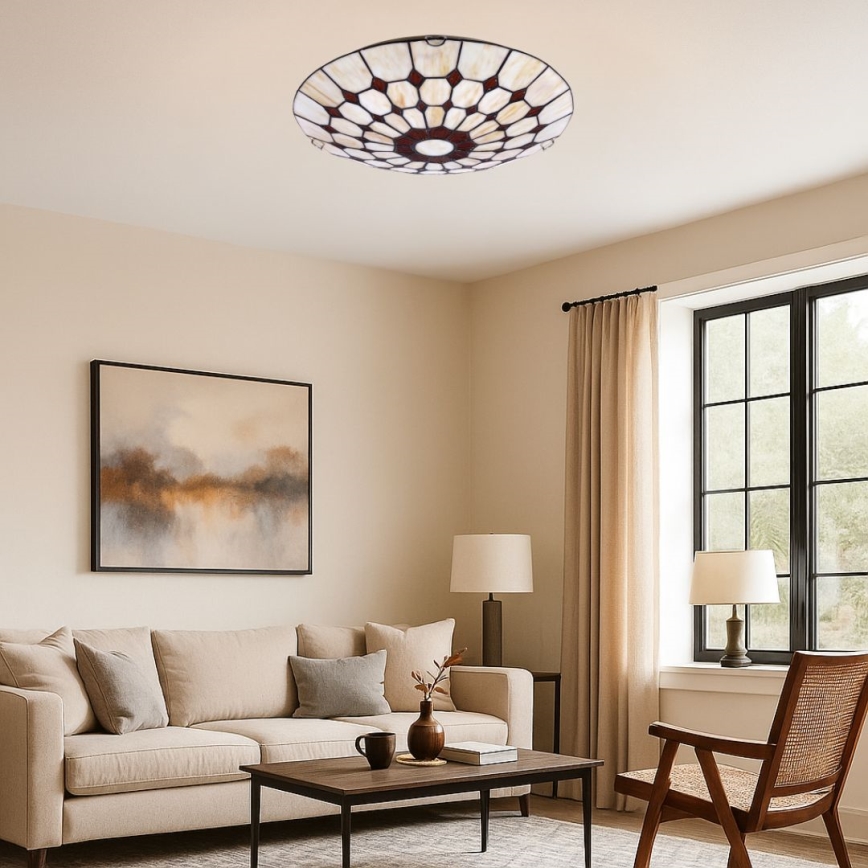 Brilagi - Plafonnier Tiffany en vitrail DORAN 2xE27/60W/230V