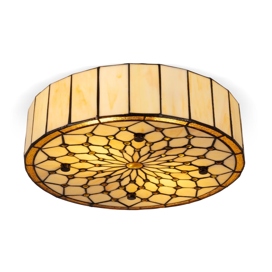 Brilagi - plafonnier Tiffany en vitrail IVOIRE 3xE27/60W/230V Ø 40 cm