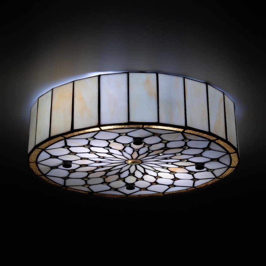 Brilagi - plafonnier Tiffany en vitrail IVOIRE 3xE27/60W/230V Ø 40 cm