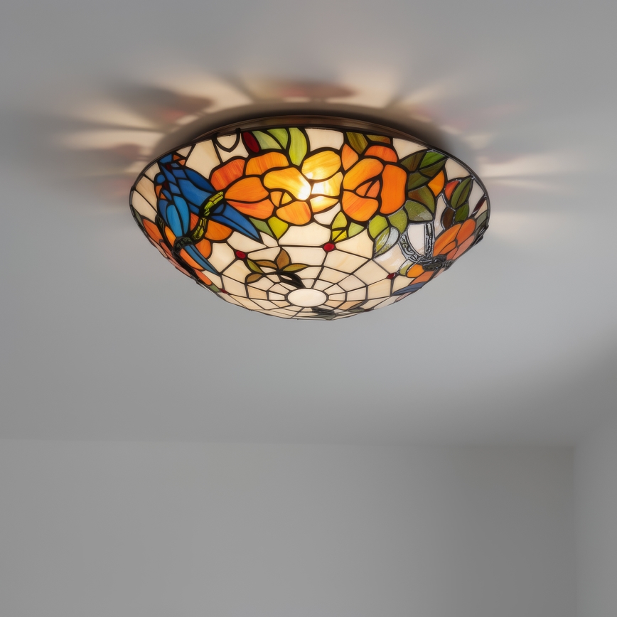 Brilagi - plafonnier Tiffany en vitrail JUNGLE 2xE27/60W/230V Ø 40 cm