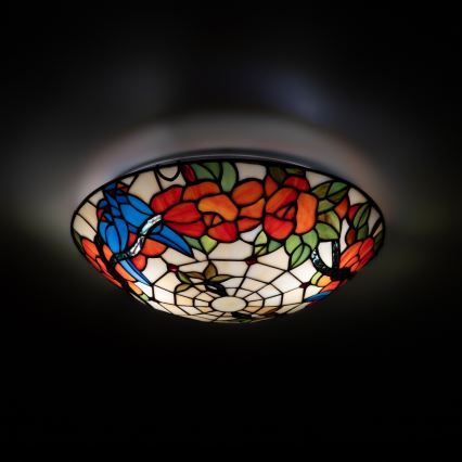 Brilagi - plafonnier Tiffany en vitrail JUNGLE 2xE27/60W/230V Ø 40 cm