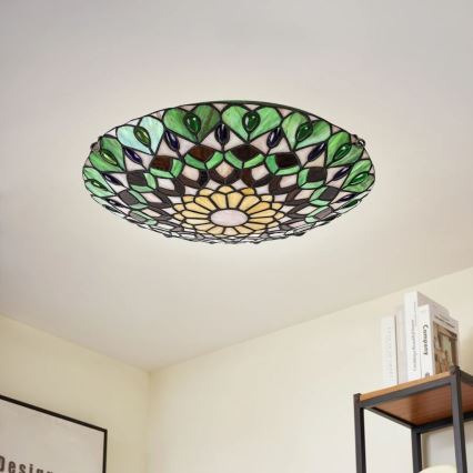 Brilagi - Plafonnier Tiffany en vitrail MARGARET 2xE27/60W/230V Ø 40 cm
