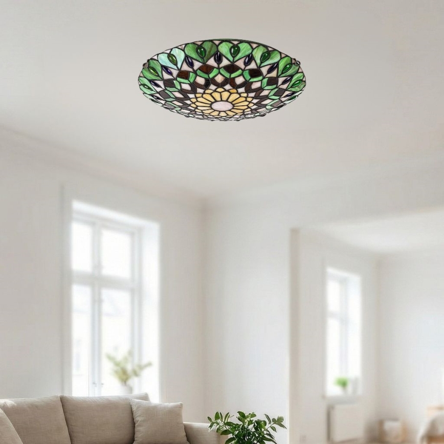 Brilagi - Plafonnier Tiffany en vitrail MARGARET 2xE27/60W/230V Ø 40 cm