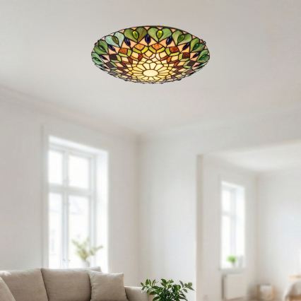 Brilagi - Plafonnier Tiffany en vitrail MARGARET 2xE27/60W/230V Ø 40 cm