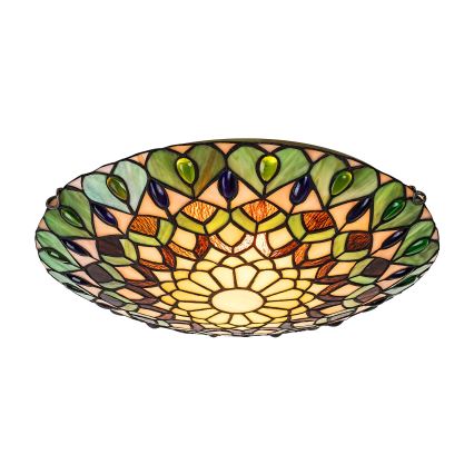 Brilagi - Plafonnier Tiffany en vitrail MARGARET 2xE27/60W/230V Ø 40 cm