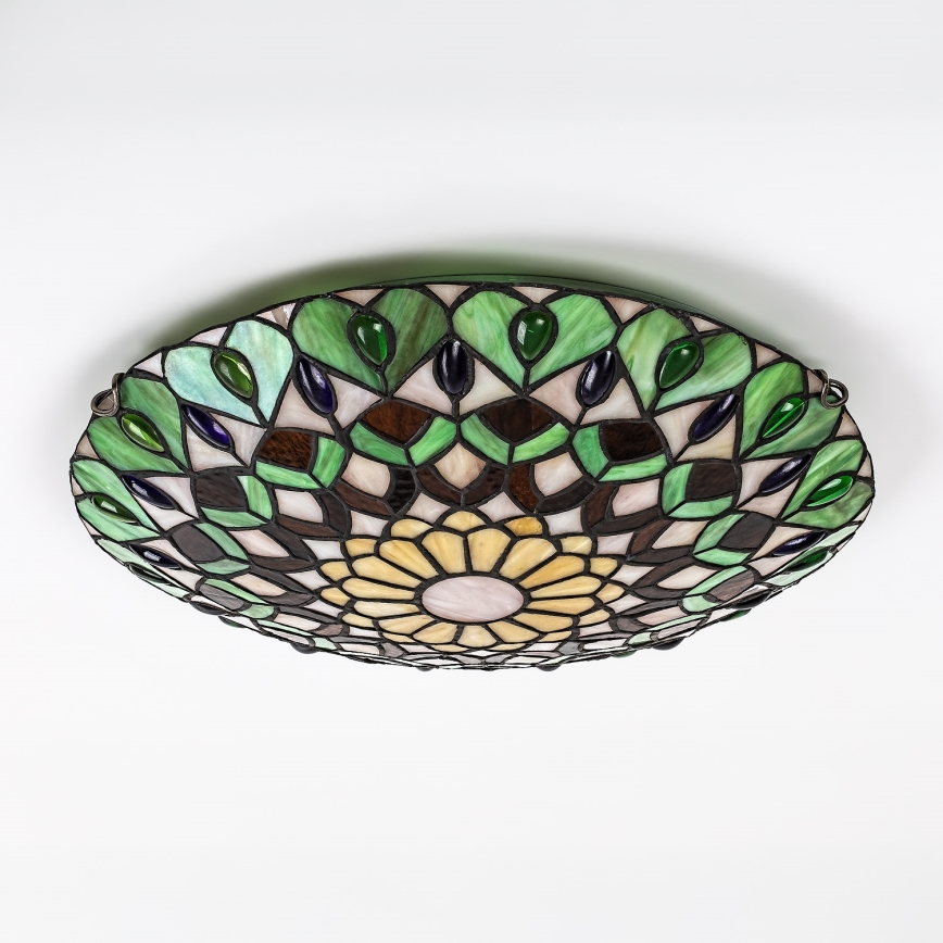 Brilagi - Plafonnier Tiffany en vitrail MARGARET 2xE27/60W/230V Ø 40 cm